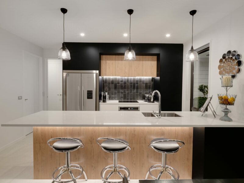 A modern kitchen in a new home build from Trendsetter Homes who work across Christchurch, Rangiora and wider Canterbury