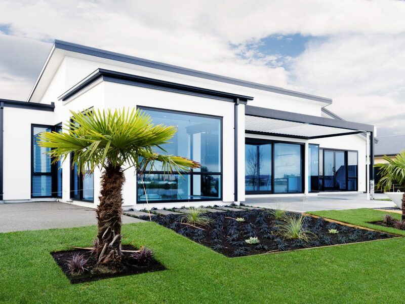 The Blue Glass House new build in Pegasus Lake, North Canterbury built by Trendsetter Homes